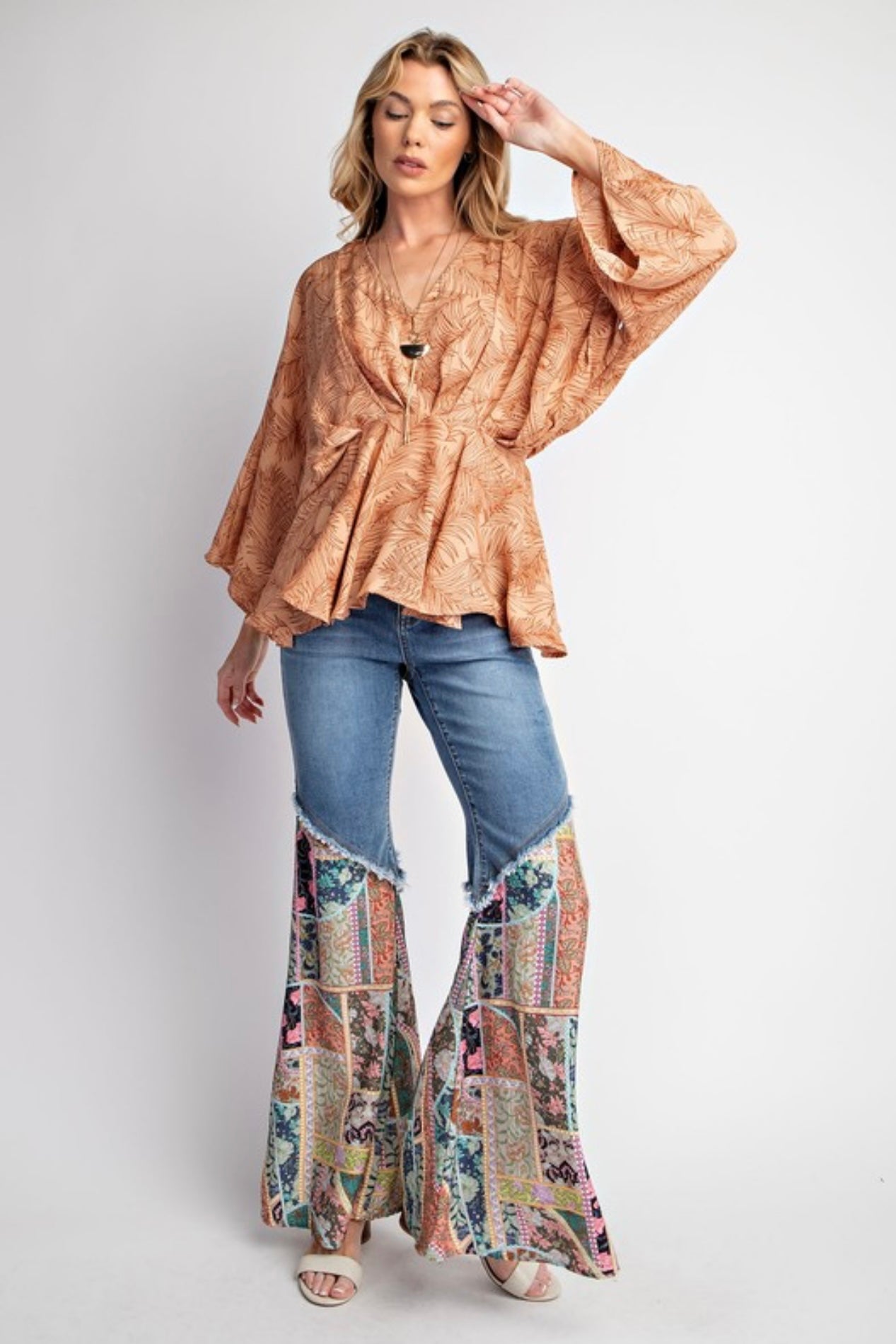 Tropical Print Peplum Top