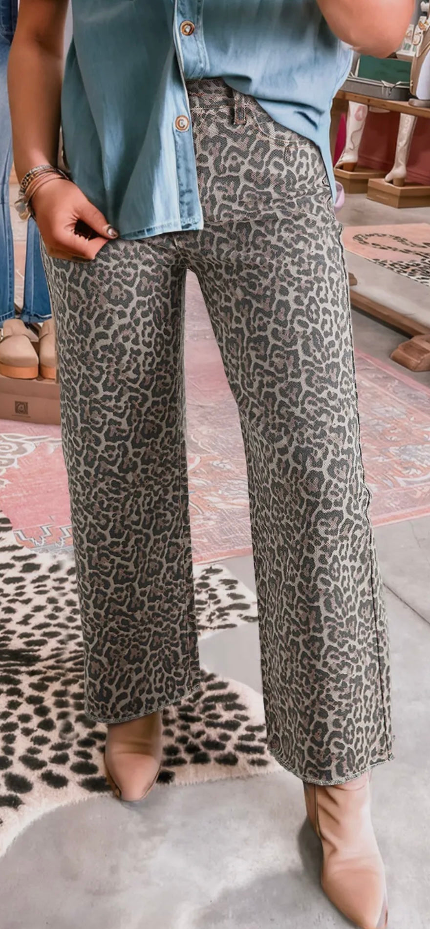 Leopard Jeans - Frayed Edge High Waist