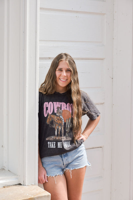 Cowboy Take Me Away Vintage Wash Tee